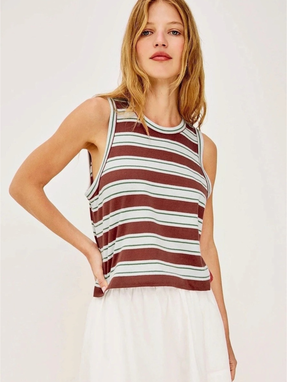 Rails Size SMALL Boxy Tank Maroon Sea Stripe